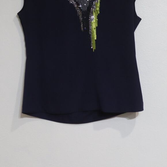 Olive & Oak Navy Sequin Blouse Sz M - Picture 4 of 11